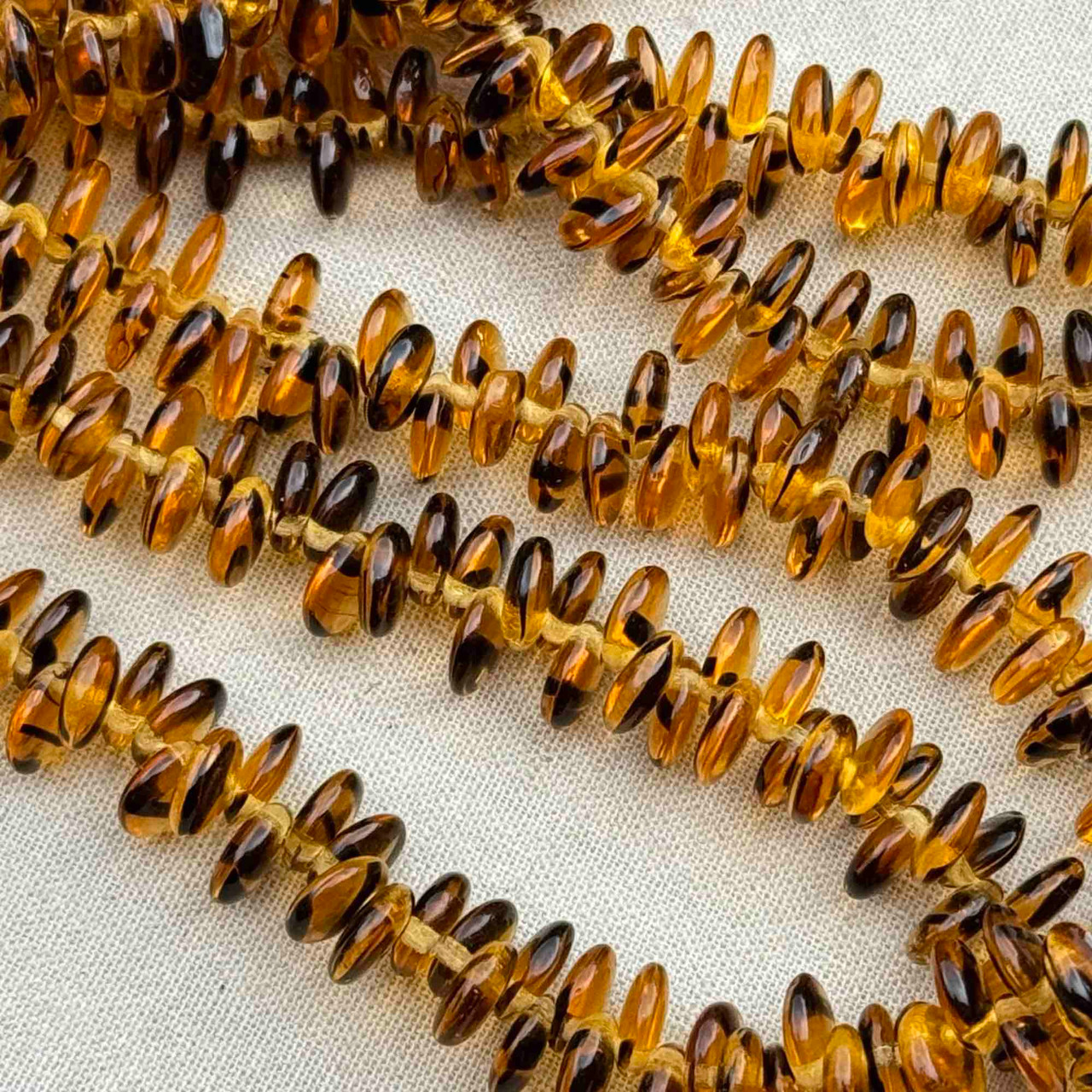 6mm Lentil Coin Czech Glass Topaz Tortoiseshell 50 Beads Per Strand