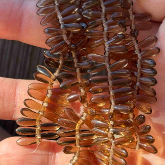 11x3mm Smoky Topaz Czech Glass Dagger Drop 100 Beads Per Strand