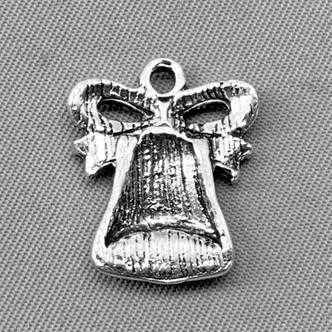 Christmas Bell with Bow Charms 18x15mm Antique Silver Plated Alloy Q6 Per Pkg