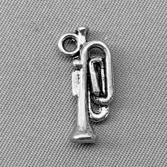 Trumpet Musical Instrument Charms 18x8mm Antique Silver Plated Alloy Q6 Per Pkg