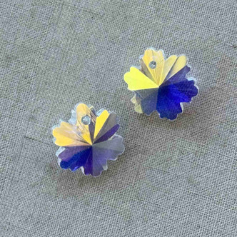 14mm Crystal Snowflake Prism Charms Crystal Starlight Per Pair