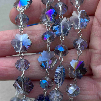 Snowflake Heliotrope Beaded Rosary Chain 14mm 10mm Multishape Antique Silver Plated Per Foot