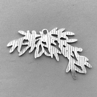 Berry Leaf Branch Pendant 46x68mm Antique Silver Plated Alloy Q2 Per Pkg