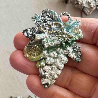 Juniper Pinecone Pendant Holiday Woodland Ornament Artisan Hand Painted Per Pc