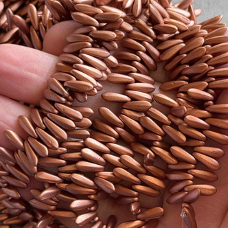 10x3mm Copper Czech Glass Dagger Drop 100 Beads Per Strand