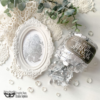 Silver Metallic Flakes Foil Finnabair Art Ingredients Prima 5oz Per Jar