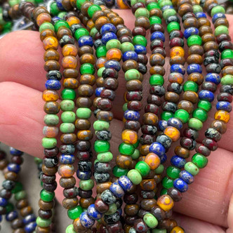 Size 6/0 4mm Sherwood Forest Mix Czech Glass Seed Beads Per Strand
