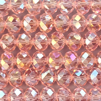 Rosaline AB 10x8mm Faceted Rondelle Chinese Crystal Glass Beads Per Strand
