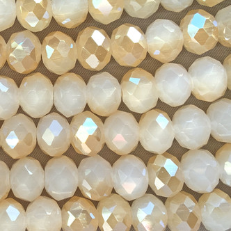 Barley Opalite Sand 10x8mm Faceted Rondelle Chinese Crystal Glass Beads Per Strand