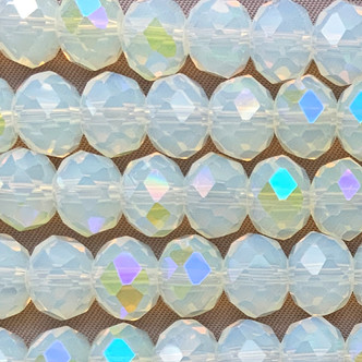 Chalcedony Opalite Glitter 10x8mm Faceted Rondelle Chinese Crystal Glass Beads Per Strand