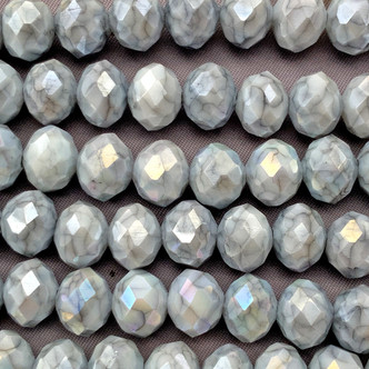 Opaque Gray AB Patina Luster 10x8mm Faceted Rondelle Chinese Crystal Glass Beads Per Strand