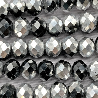 Jet CAL 10x8mm Faceted Rondelle Chinese Crystal Glass Beads Per Strand