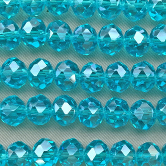 Olympic Blue Satin 10x8mm Faceted Rondelle Chinese Crystal Glass Beads Per Strand