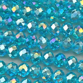 Olympic Blue AB 10x8mm Faceted Rondelle Chinese Crystal Glass Beads Per Strand
