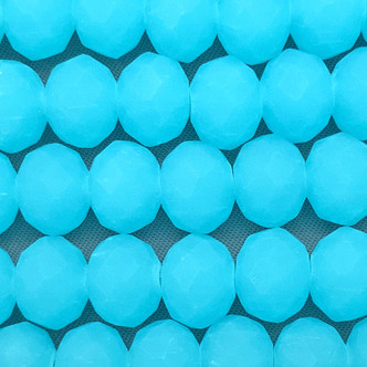 Matte River Blue 10x8mm Faceted Rondelle Chinese Crystal Glass Beads Per Strand