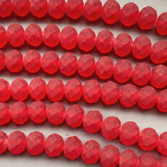 Matte Scarlet 10x8mm Faceted Rondelle Chinese Crystal Glass Beads Per Strand