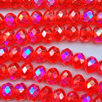 Vermilion Aurora 10x8mm Faceted Rondelle Chinese Crystal Glass Beads Per Strand