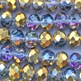 Aurum Eclipse 10x8mm Faceted Rondelle Chinese Crystal Glass Beads Per Strand
