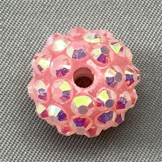 Peony Pink AB 14mm Acrylic Pave Rhinestone Beads Q15 Per Pkg