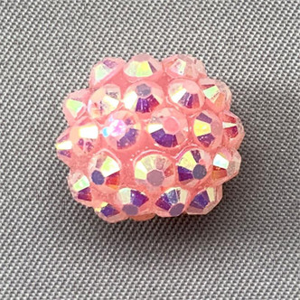 Peony Pink AB 14mm Acrylic Pave Rhinestone Beads Q15 Per Pkg