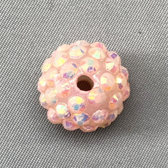 Rose Pink AB 16mm Acrylic Pave Rhinestone Beads Q12 Per Pkg