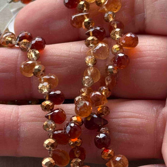 7x5mm Hessonite Garnet Briolette Teardrop Beads Semi Precious Stones 16Pcs Per Strand