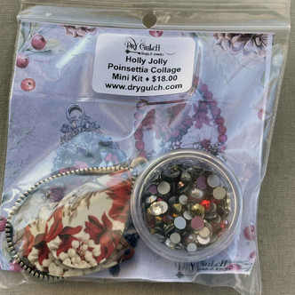 Holly Jolly Poinsettia Collage Pendant Resin Rhinestones DIY Mini Kit