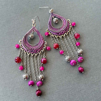 Getting Over My Fear of Pink Chandelier Earrings Silver Artisan Made in the USA Per Pair