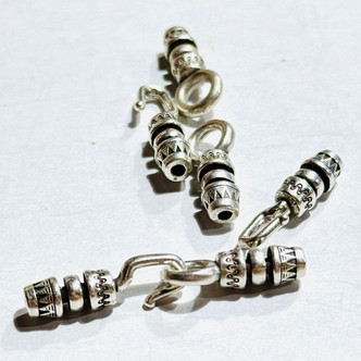 30x6mm Hook and Eye Glue On Cord End 1.5mm Antique Silver Plated Q3 Per Pkg
