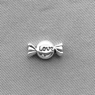 Tiny Candy Heart Love Message Beads 11x6mm Antique Silver Plated Alloy Q100 Per Pkg