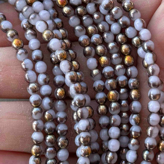 4mm Druk Lilac Apollo Czech Glass Round 50 Beads Per Strand