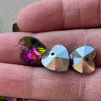 14mm Heart Crystal Glass Charms Tourmaline Q20 Per Pkg