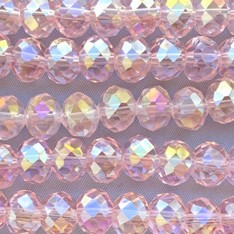 Rose AB 10x8mm Faceted Rondelle Chinese Crystal Glass Beads Per Strand