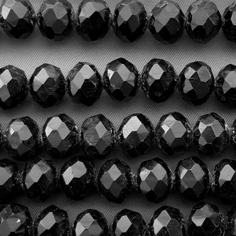 Jet 10x8mm Faceted Rondelle Chinese Crystal Glass Beads Per Strand