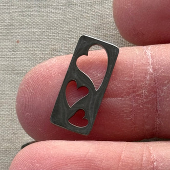 Heart Trio Rectangle Links Charms 18x8mm Stainless Steel Q6 Per Pkg