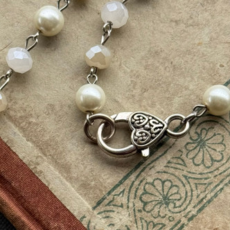 Creamy Heart Key Necklace Chain Artisan Made 28" Per Pc