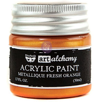 Prima Acrylic Paint Finnabair Art Alchemy Metallique Fresh Orange Per 1.7oz Jar