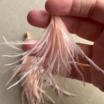 5 Inch Pink Feather Tassel Dyed Gold Plated Ends Per Pair