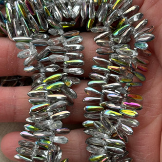 10x3mm Crystal Vitrail Czech Glass Dagger Drop 100 Beads Per Strand