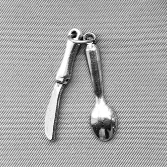 Spoon and Knife Charms 25x6mm Antique Silver Plated Alloy Q12 Per Pkg