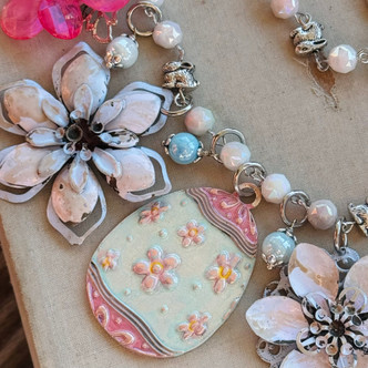 Pink Easter Rabbit Necklace Artisan Made Per Pc