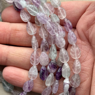 12x8mm Fluorite Carved Leaf Stone Semi Precious Beads Per Strand