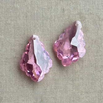 22x15mm Rose Pink Cubic Zirconia Micro Faceted Baroque Pendant Per Pc