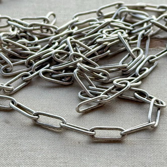11x4mm Paperclip Cable Chain Soldered Antique Silver Plated Per Foot