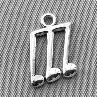 Triplet Triad Music Note Musical Charms 19x13mm Antique Silver Plated Alloy Q6 Per Pkg