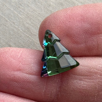 15x13mm Christmas Tree Prism Charms German Glass Electra Glimmer Per Pair