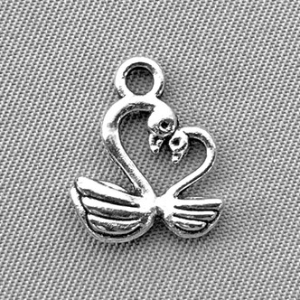 Swans Heart Bird Charms 15x12mm Antique Silver Plated Alloy Q6 Per Pkg