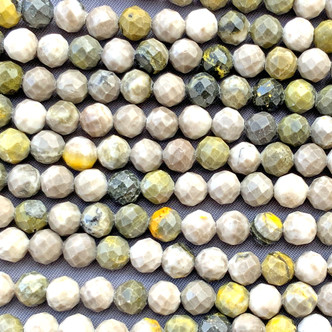 6mm Bumblebee Jasper Faceted Round Ball Semi Precious Stone Beads Per Strand