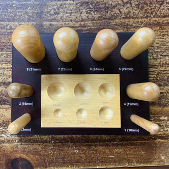 8pc Wooden Doming Dapping Tool Set Block and Stand Per Piece