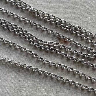 3.5mm Rolo Chain Soldered Antique Silver Per Foot